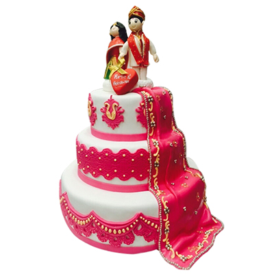 "Bride and Groom Fondant cake - 6kgs - Click here to View more details about this Product